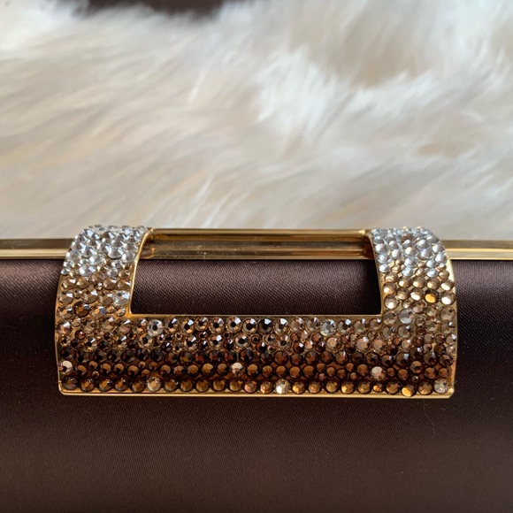 Sarina Brown Satin Clutch - Picture 6 of 10